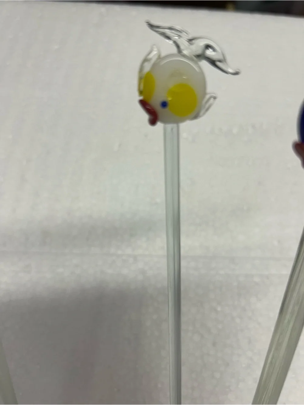 Handmade Glass Fish Drink Stirrer Set - Blue & Clear pop